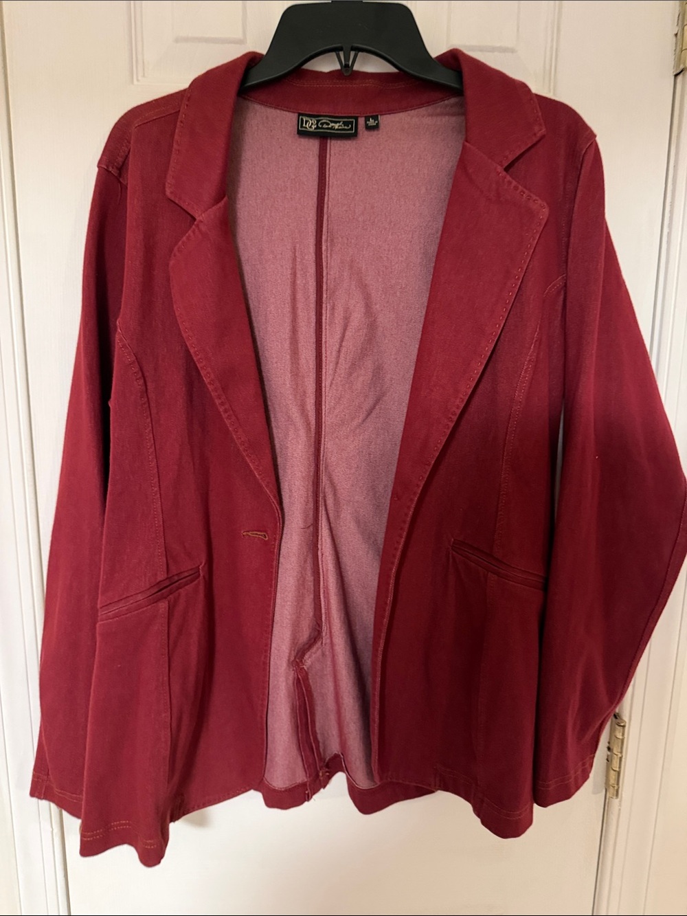 DG2 by Diane Gilman Wine-Red Open Front Blazer Jacket